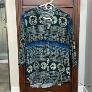 APNY Blue and Black Patterned Shirt size small
